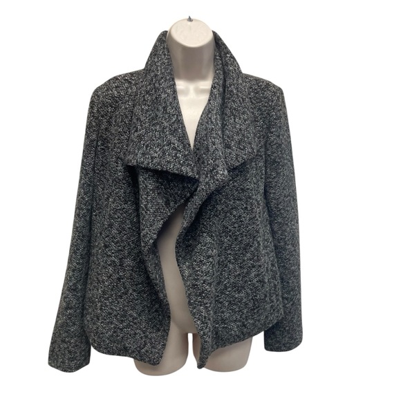 Ann Taylor Open Front Black & White Boucle tweed blazer Jacket medium career - Picture 1 of 9
